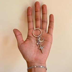 y2k 2000s star moon pendant keyring for keychain